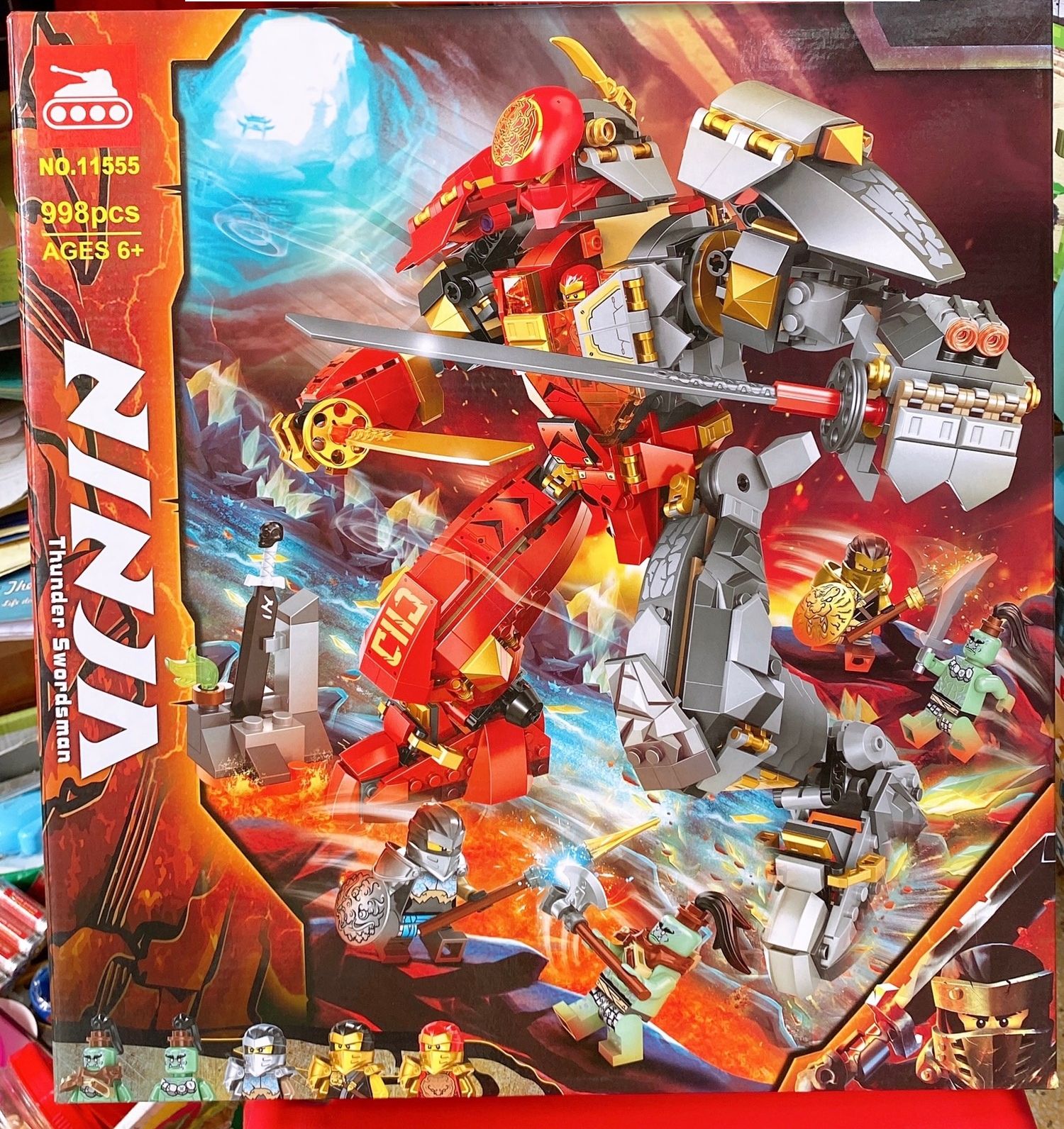 Lắp ráp xếp hình 71720 Non-Lego Ninjago season 3 - Lari Bela 11555: Fire Mech Chiến Giáp Hợp Thể Của Kai Và Cole 998+ mảnh