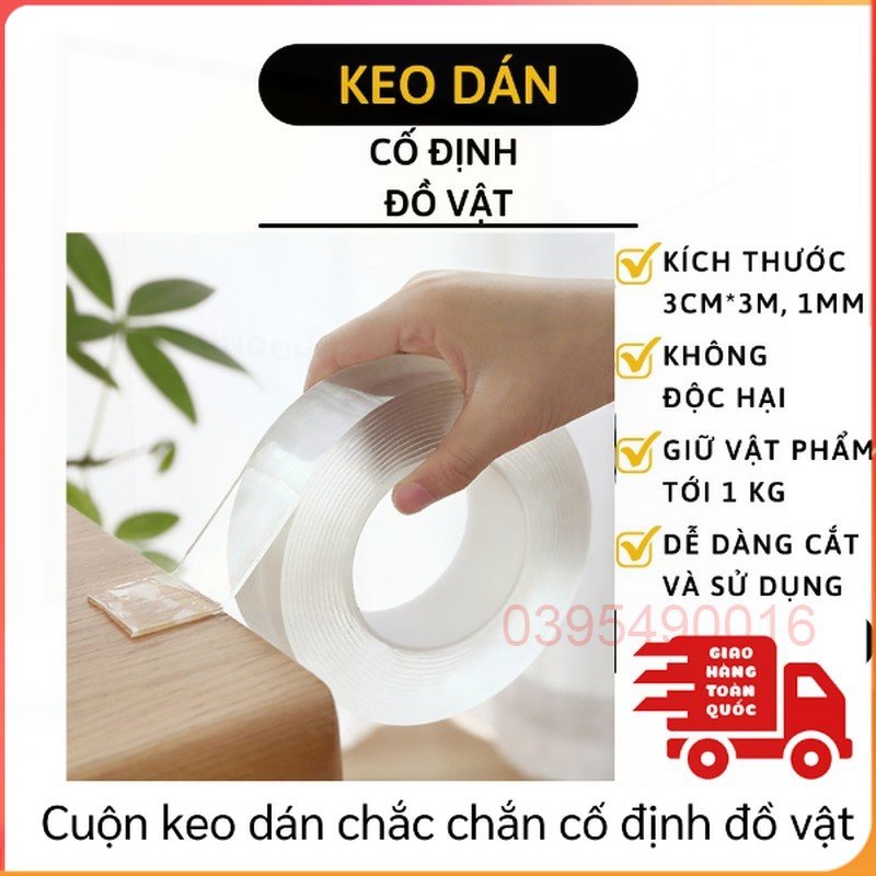 [RẺ VÃI CHƯỞNG] Băng keo 2 mặt đa năng siêu dính chắc bản 3m silicon trong suốt dán hai tường