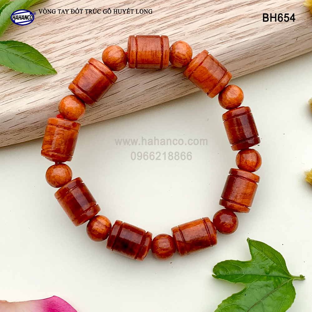 Vòng tay đốt trúc Huyết Long thấu quang - Phú Quý và trường tồn - Mang lại tài lộc (BH654)