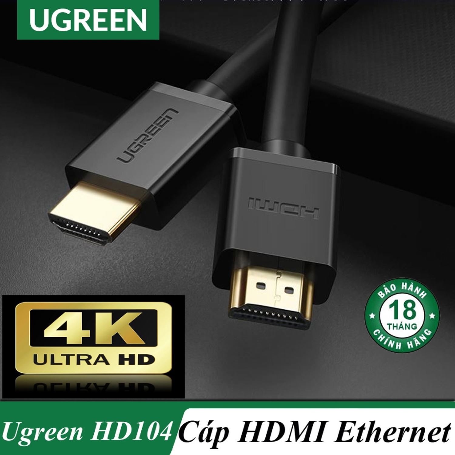 Cáp hdmi chính hãng ugreen hỗ trợ 3d,4k 10106 60820 10107 10108 10109 10178 hd104