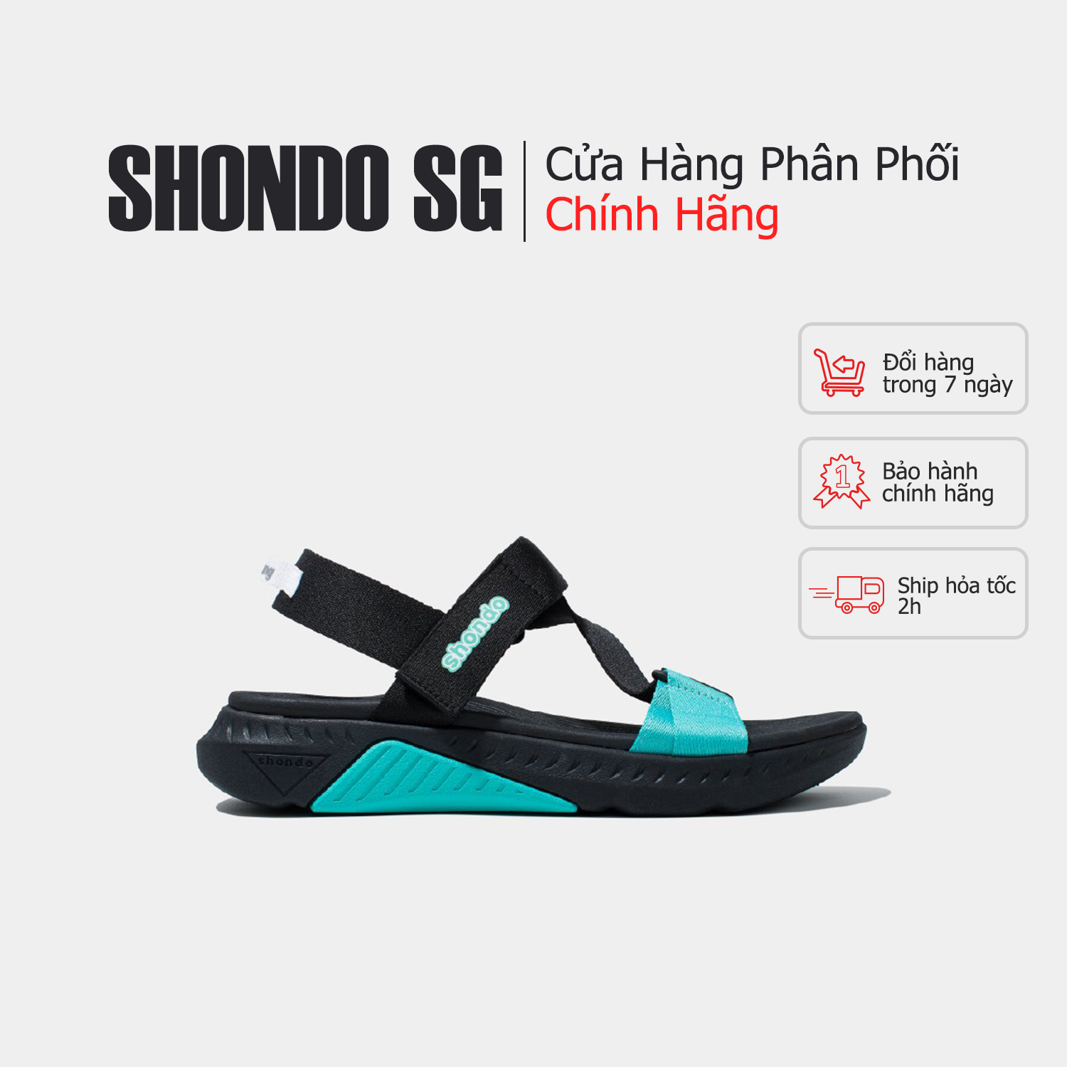 [Chính hãng] Giày SHONDO Sandals F7 Racing đen xanh mint F7R1313