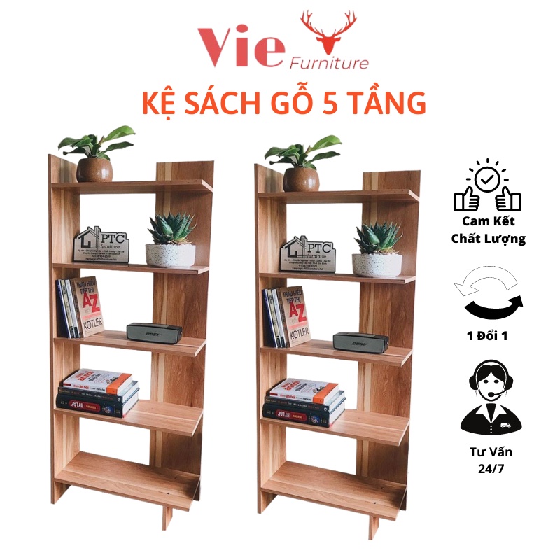 Kệ sách gỗ 5 tầng -kệ giày dép -kệ góc tường đa năng. đtvm