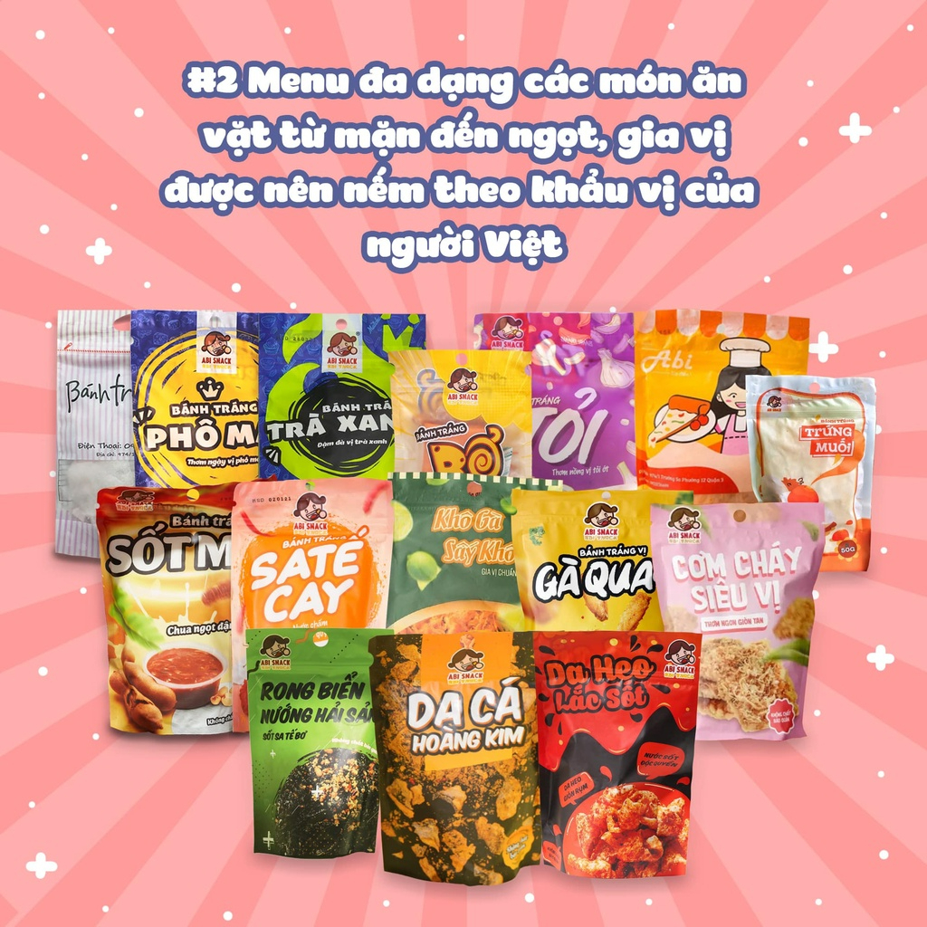 Bánh tráng Abi snack đầy đủ các vị tại Hà Nội