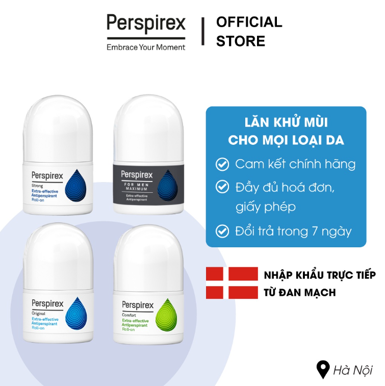 Lăn nách khử mùi perspirex strong / original / comfort cho mọi loại da từ nhẹ tới nặng 20ml
