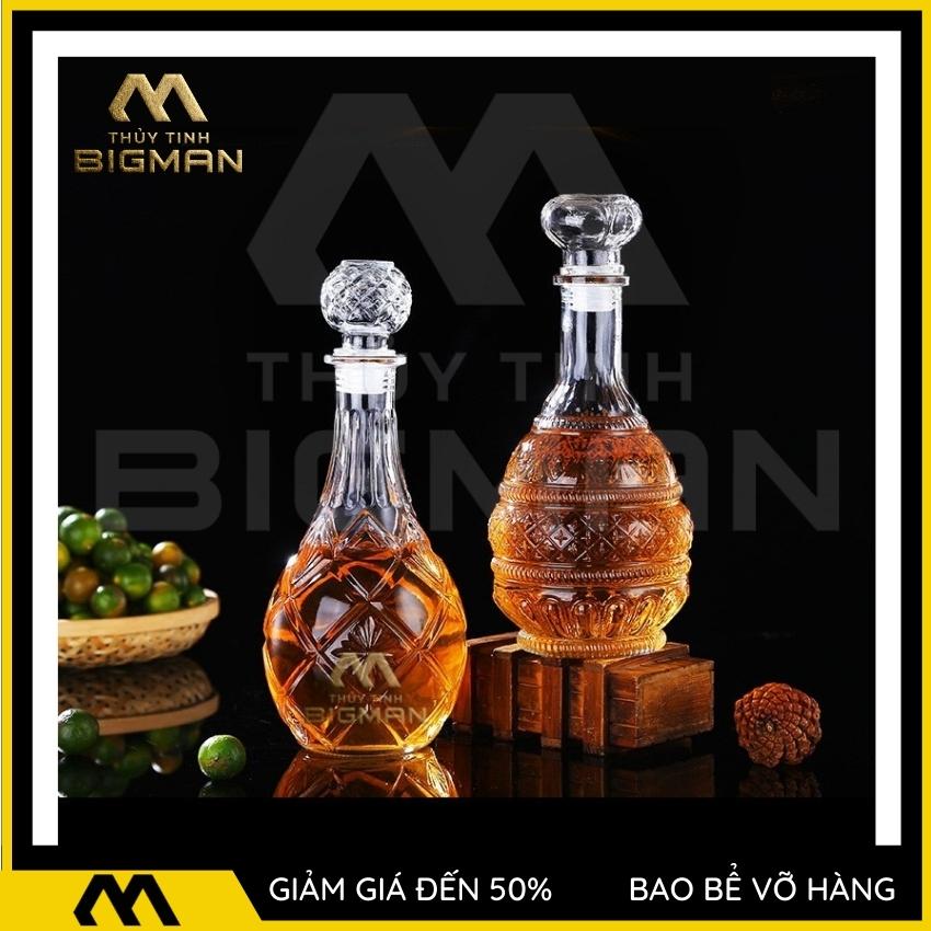 [Combo 2] Vỏ chai rượu thủy tinh vỏ chai rượu ngoại đẹp chai đựng rượu kiểu dung tích 1 lít và 900ml- CB-M1521 - BIGMANSTORE