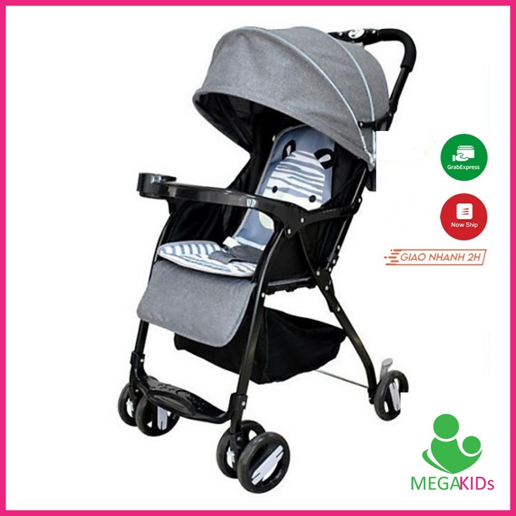 Xe đẩy trẻ em nhiều tư thế gấp gọn BLB 769 (Ghi Xanh Đỏ) có đệm rời lưng nằm lưới thoáng mát
