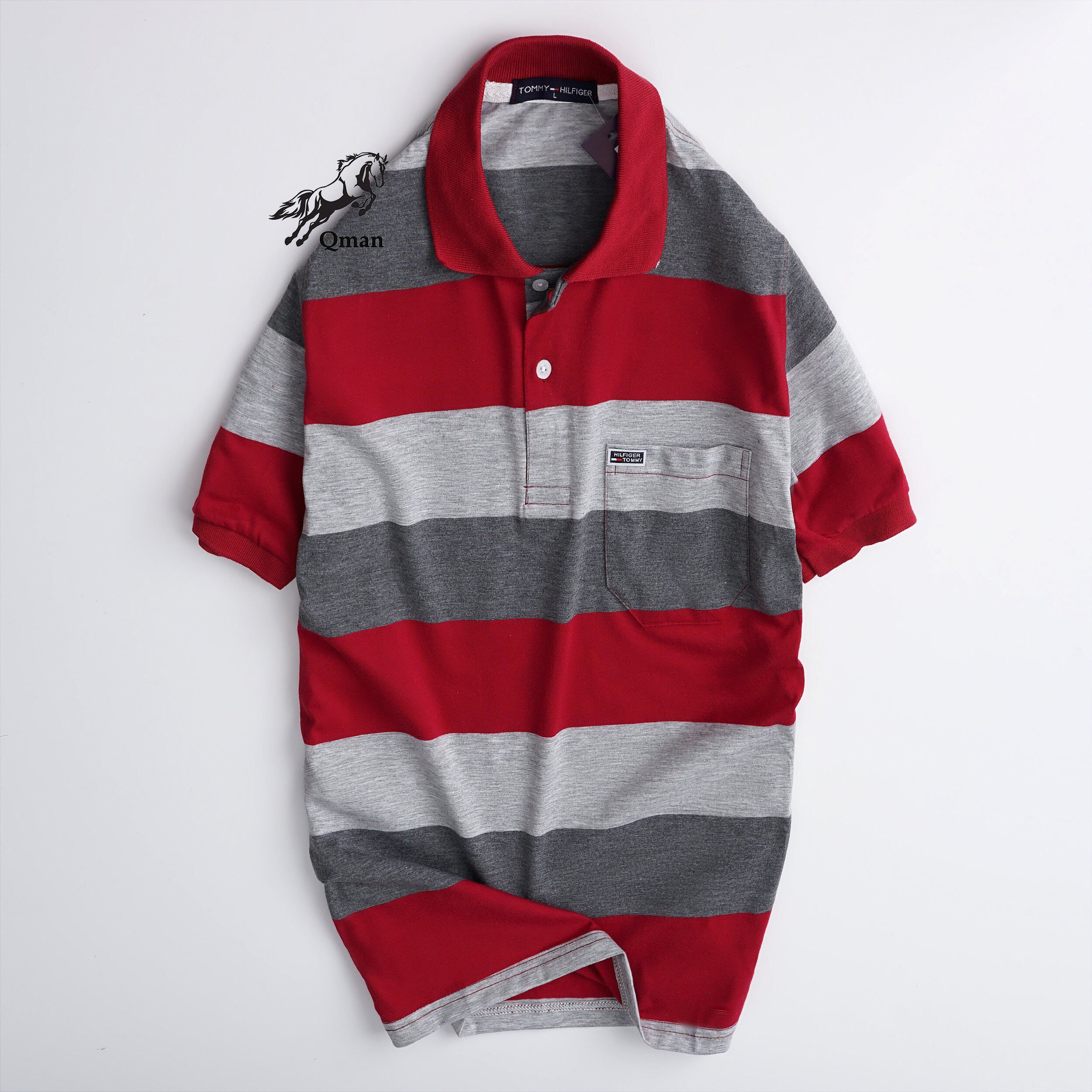Áo polo nam trung niên tay ngắn ba sọc vải cotton co giãn bền màu - 2