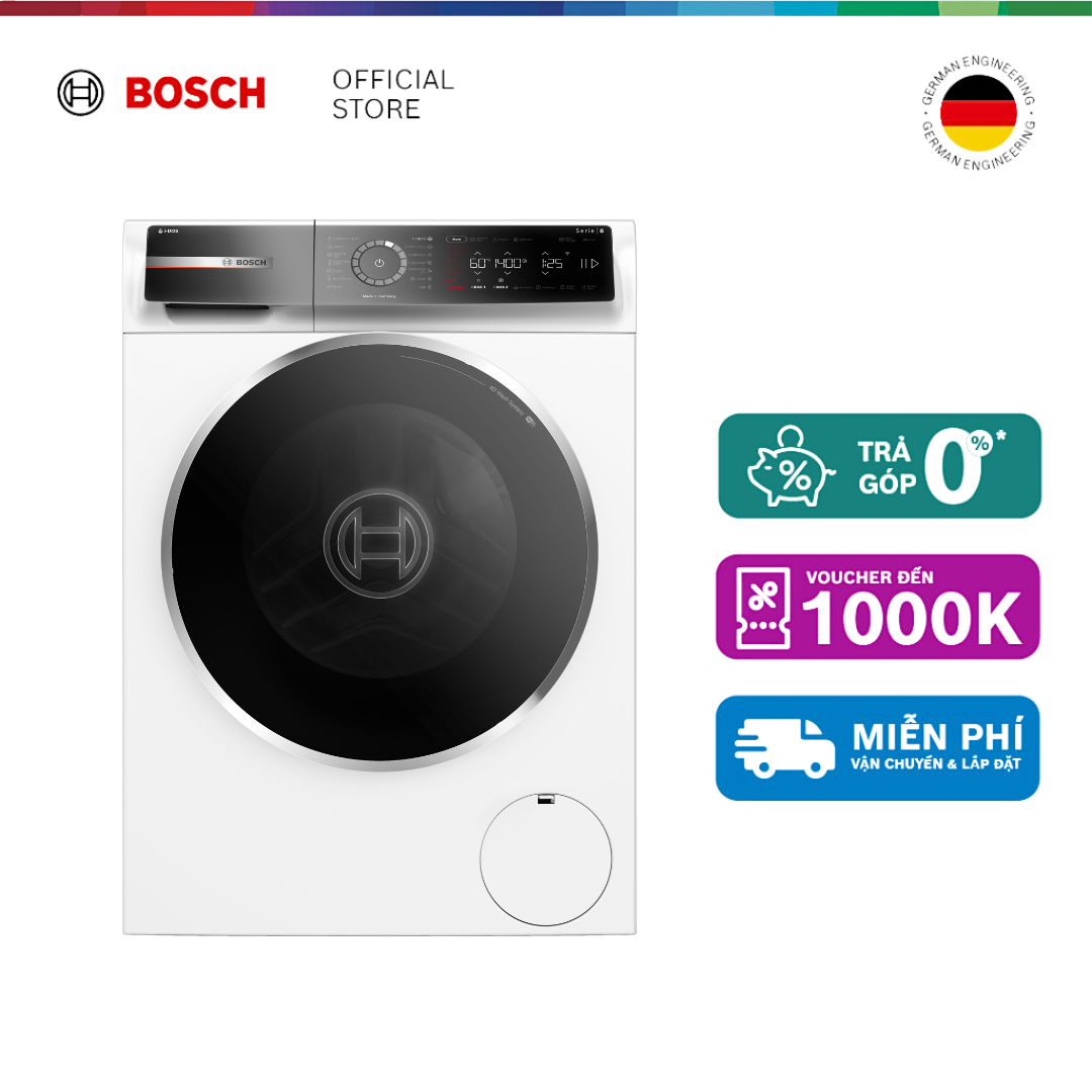 Máy giặt Bosch 10Kg WGB254A0SG - Cửa trước, Trắng, Series 8