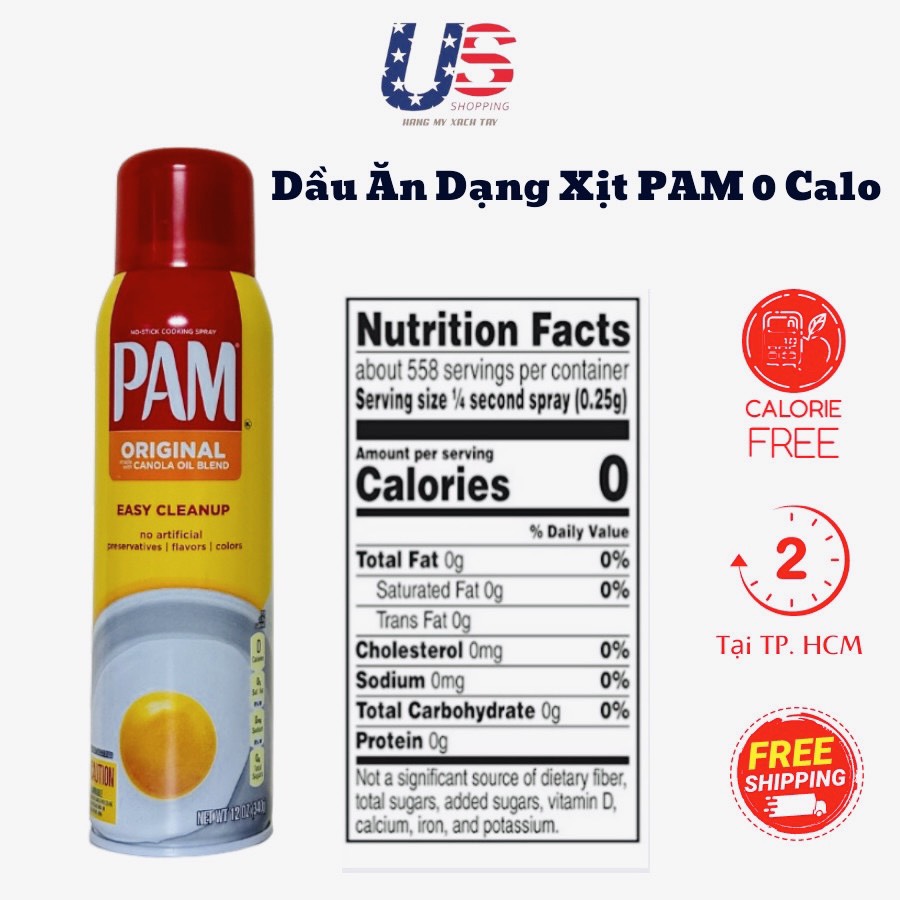 Dầu ăn kiêng pam original 12oz 0 calories dạng xịt