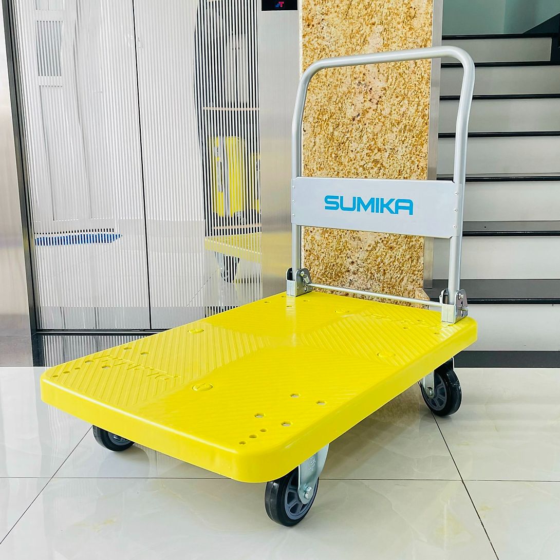 Xe đẩy hàng 4 bánh sumika t500 - khung thép, tay cầm gấp mở tiện lợi, tải trọng 500kg