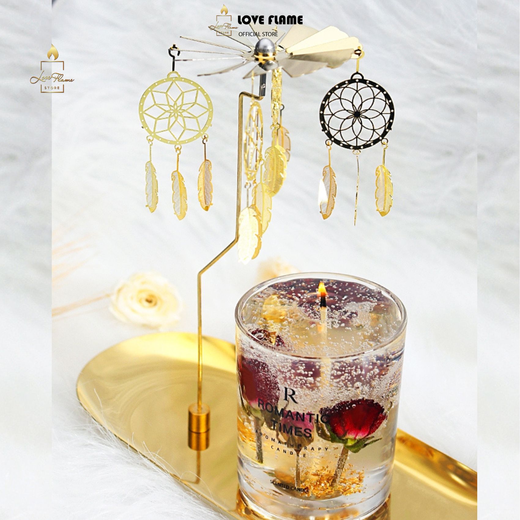 Chong Chóng Xoay Khay Đựng Nến Thơm Cao Cấp - Phụ Kiện Chăm Sóc Nến Trang Trí Nhà Cửa, Quà Tặng Lễ Tết, Noel