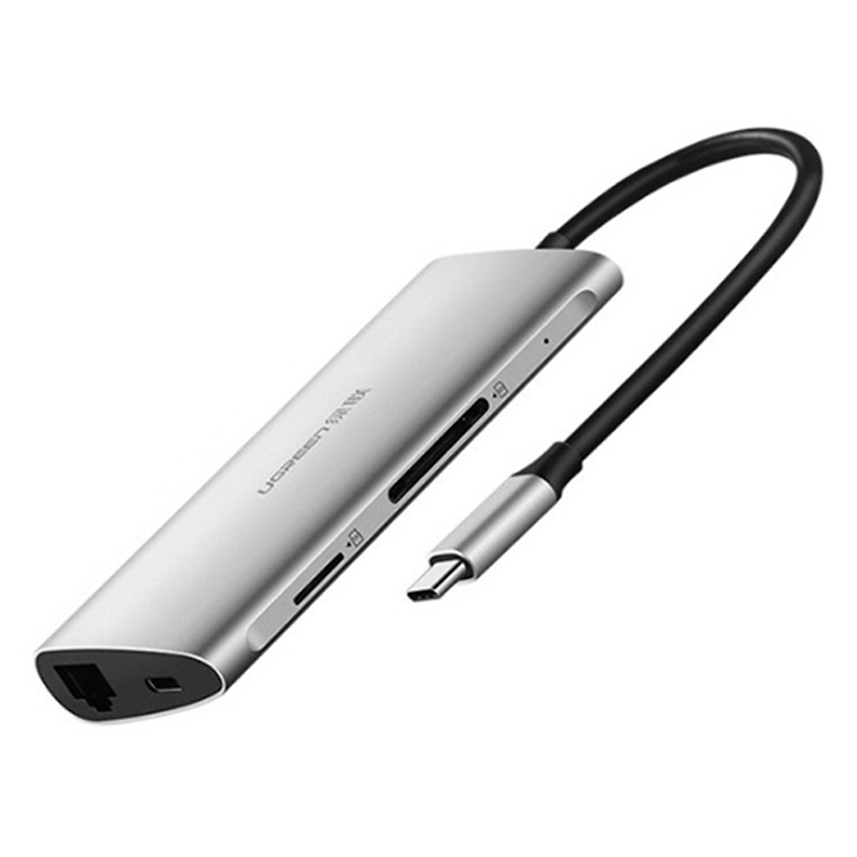 Thiết bị mở rộng usb type-c sang hdmi/ethernet/hub usb 3.0/card sd/tf ugreen 50516 màu bạc
