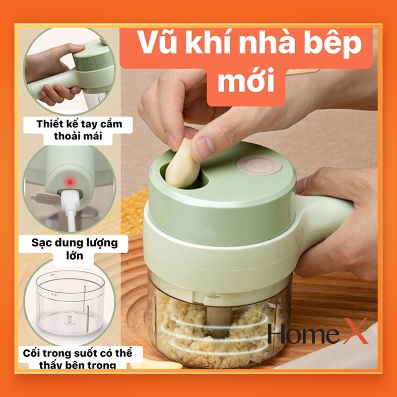 Máy xay cắt lát tỏi ớt rau củ thực phẩm đa năng mini cầm tay thái lát , máy thái rau củ homex