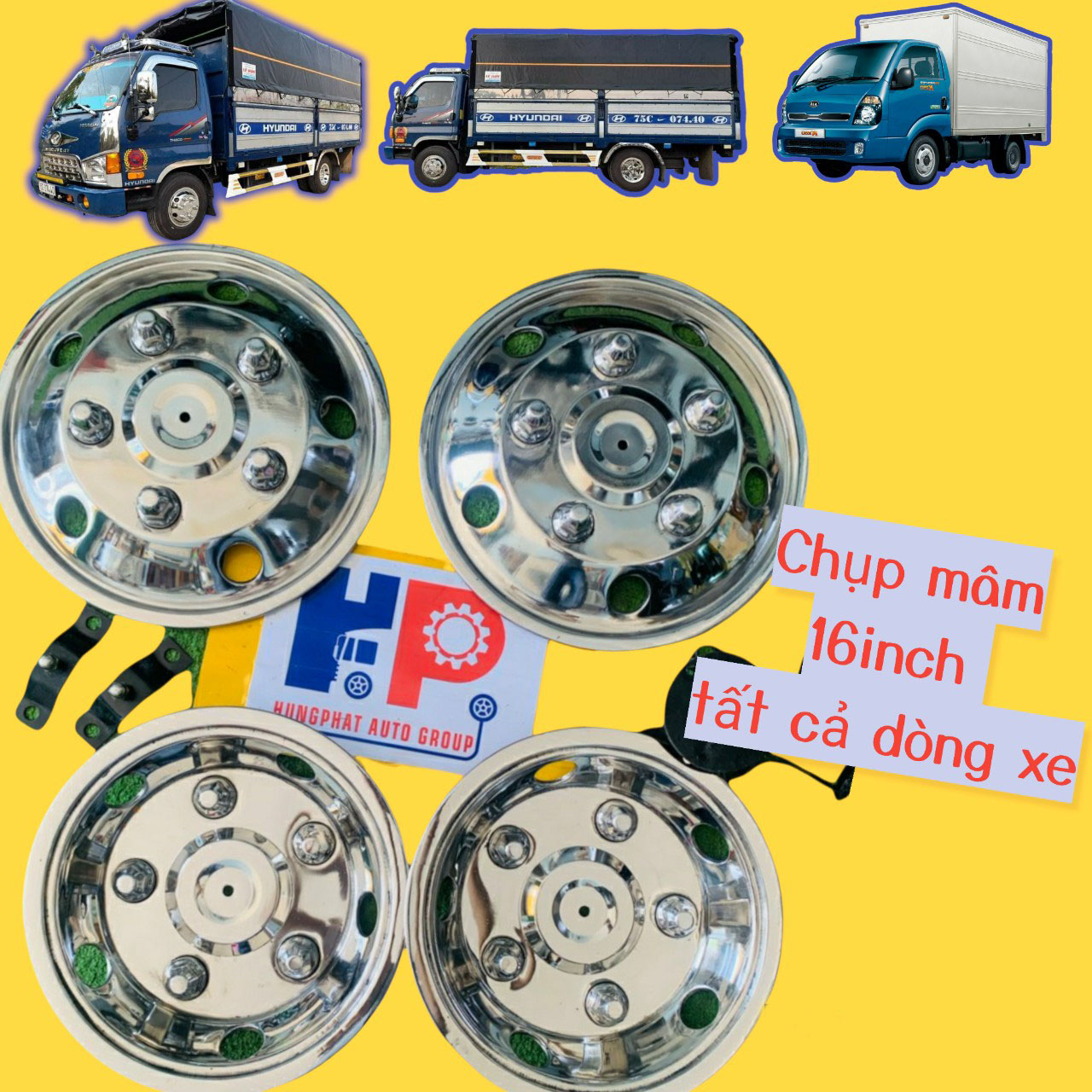 [XE TẢI] Ốp Mâm Xe Tải Inox Kích Thước 16inch Các Đời