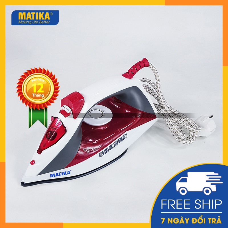 Bàn là hơi nước 💖 matika 💖 bàn ủi hơi nước công suất 1600w 5 chế độ nhiệt mtk-2916