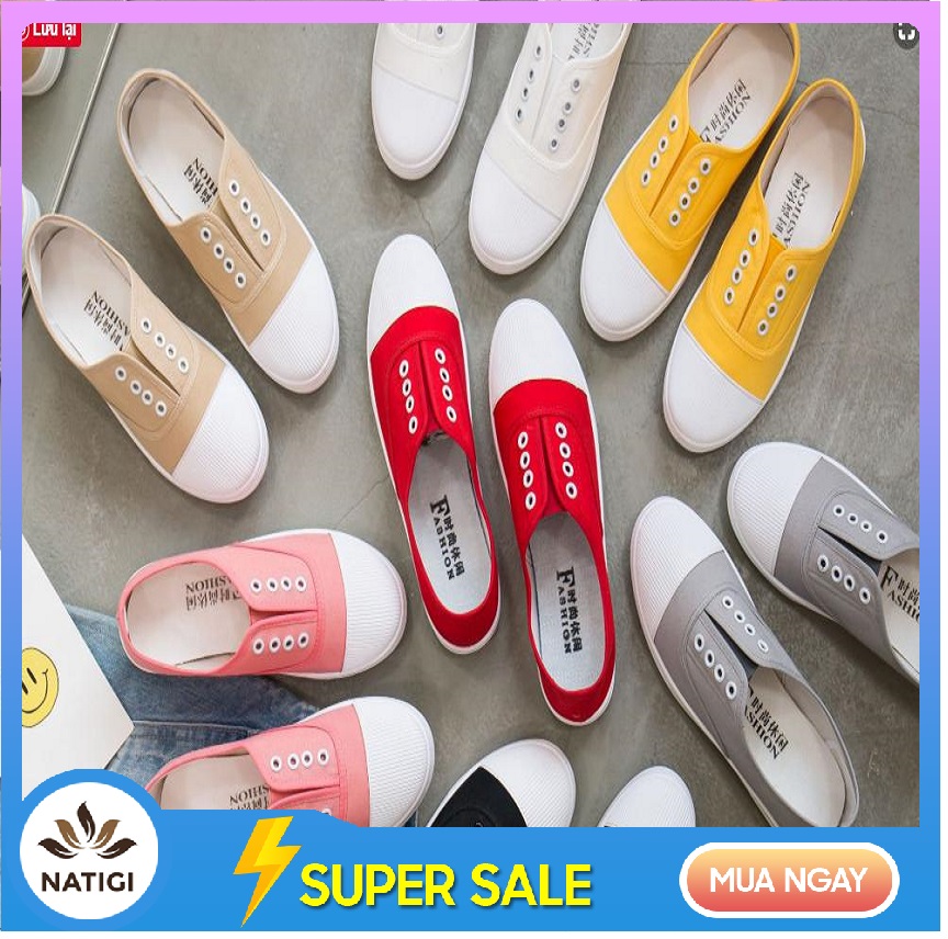 Giầy mọi lười thể thao giầy slip on vải nữ Hàn Quốc cao cấp đẹp giá rẻ 313-1 GVNU01