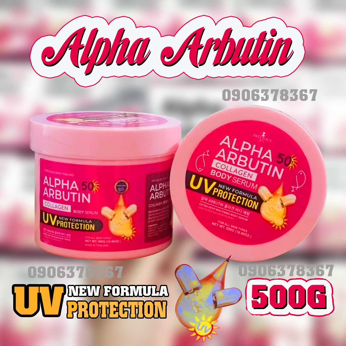 Kem Dưỡng Trắng Chống Nắng Toàn Thân Alpha Arbutin Collagen SPF50 New UV