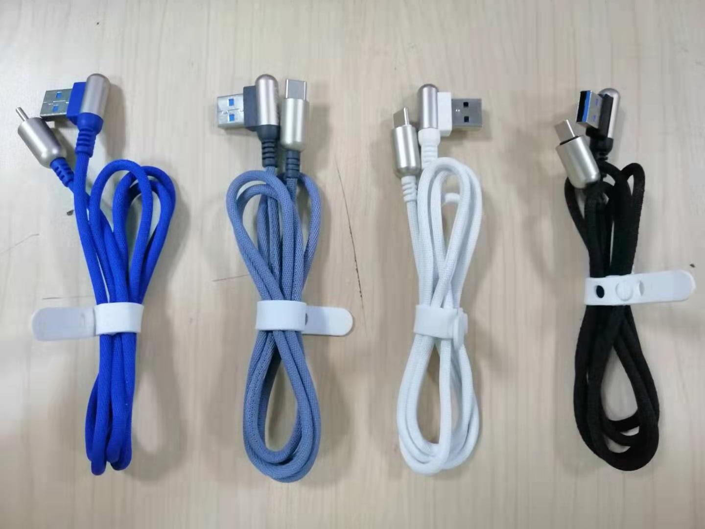 Cáp sạc TypeC dây vải chân USB vuông góc 90 độ