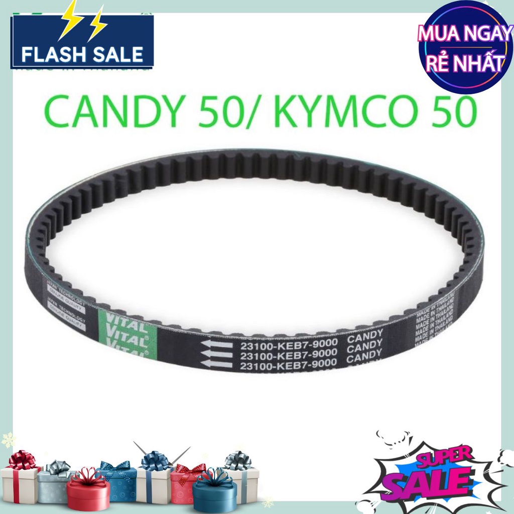Dây curoa Candy 50, Kymco 50, Like 50- đai VITAL chính hãng, cu roa chính hãng Thái Lan