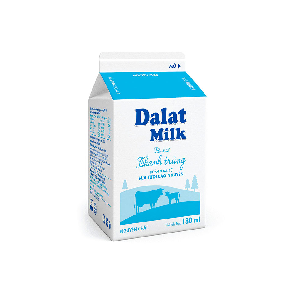 [Siêu thị WinMart] - Sữa thanh trùng không đường Dalat Milk  180ml