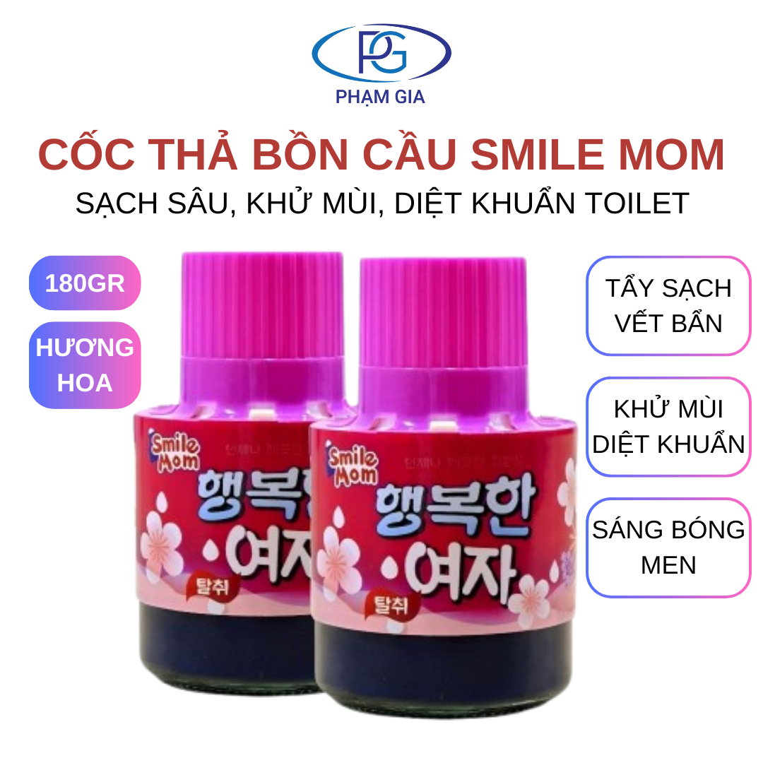 Combo 3 Cốc thả bồn cầu Smile Mom 180GR - Sạch Sâu, Khử Mùi, Diệt Khuẩn Toilet