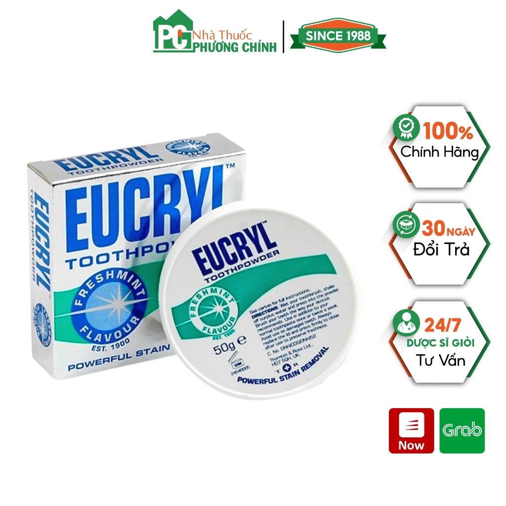 Bột Trắng Răng Bạc Hà Eucryl Toothpowder Giúp Trắng Răng, Ngăn Ngừa Cao Răng
