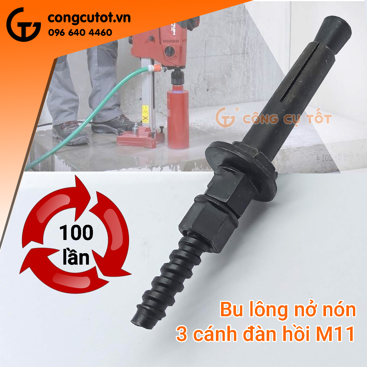 Bu lông nở M11 có thể tái sử dụng, mẫu tùy chọn