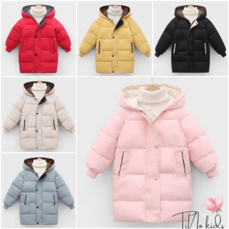 Áo phao lông vũ siêu nhẹ dáng dài quảng châu cao cấp cho bé