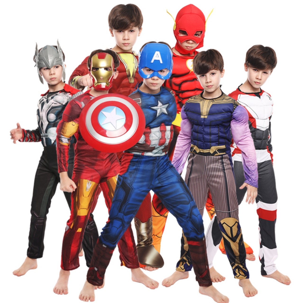 (CÓ SẴN) Trang Phục Đội Trưởng Mỹ Trẻ Em Trang Phục Captain America Trẻ Em Trang Phục Avengers Trang Phục Halloween Siêu Anh Hùng Cho Trẻ Em