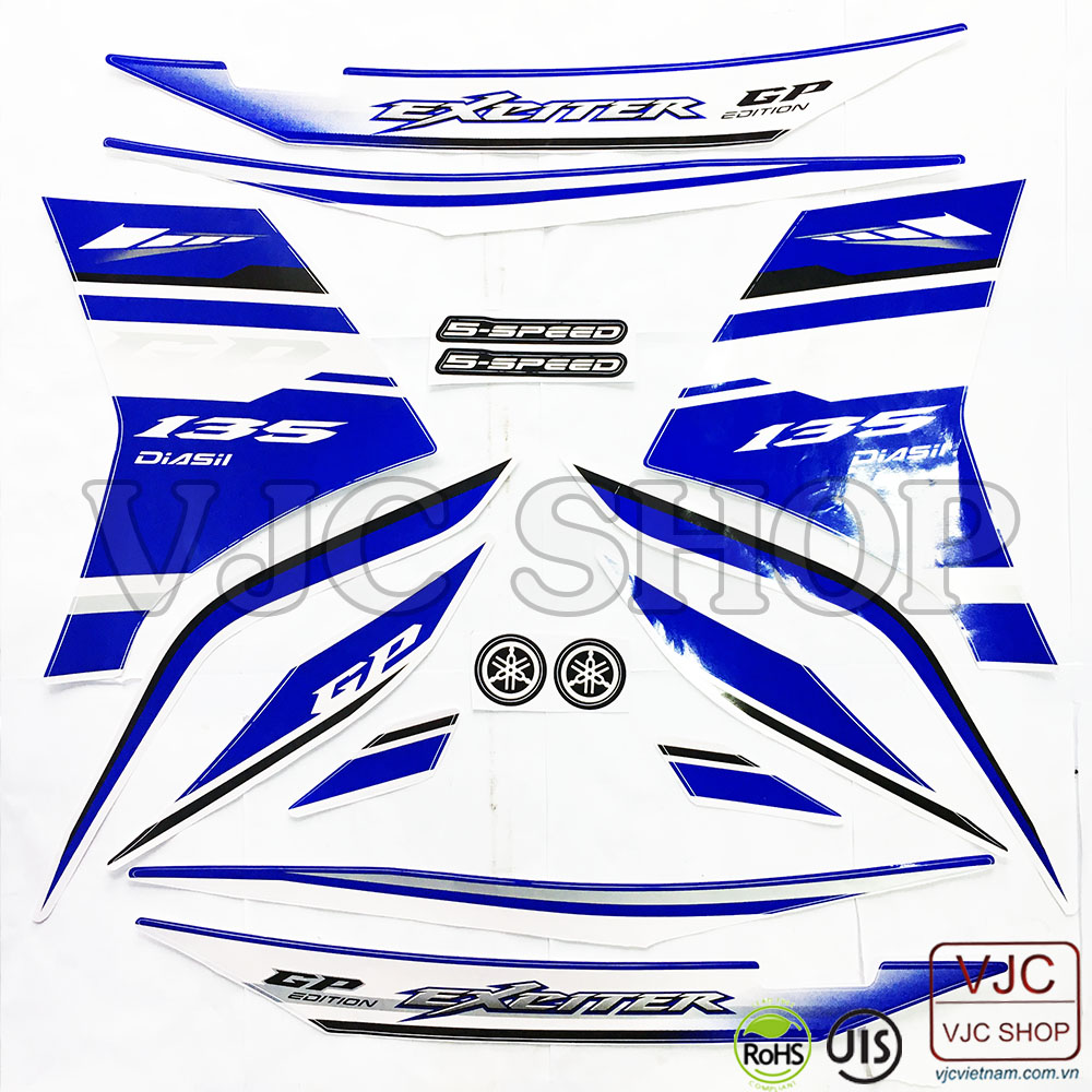 Bộ tem dán xe Exciter 135 GP các màu lựa chọn cho decal xe máy