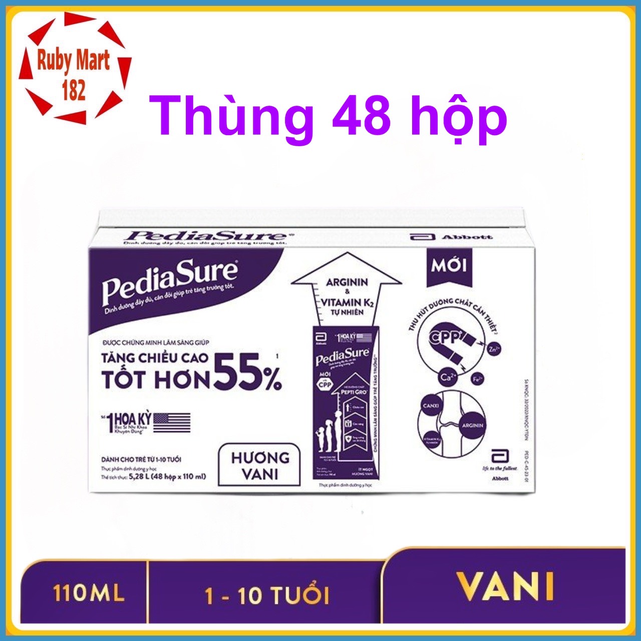 Thùng 48 hộp Pediasure pha sẵn hương vani 110ml/180ml