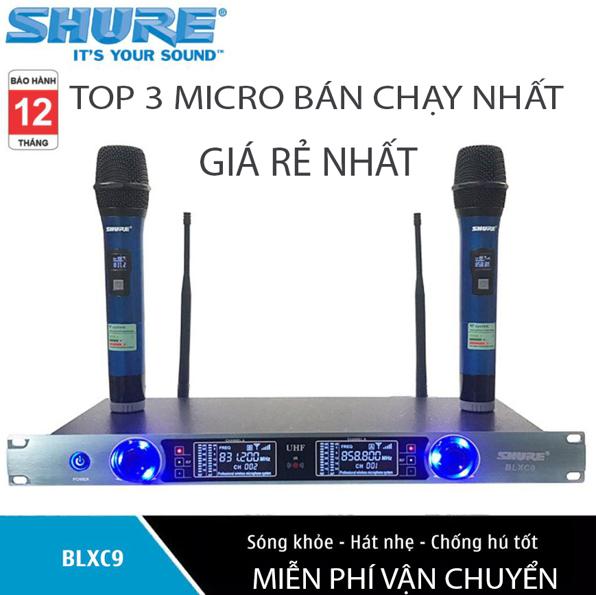 Top Micro Karaoke Không Dây Mua Nhiều, MICRO KHÔNG DÂY SHURE BLXC9 - Hát Cực Hay, Chống Nhiễu Chuyên Nghiệp, Sóng Mạnh, Âm Thanh Trung Thực, Chống Hú Rít, Không Vỡ Tiếng, Bảo Hành 12 Tháng.