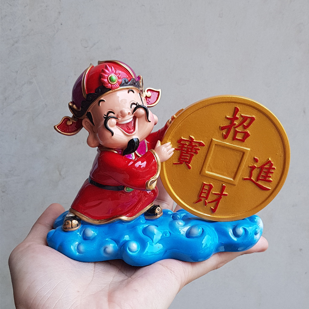 Tượng chibi Thần Tài 10cm - cầm đồng tiền vàng