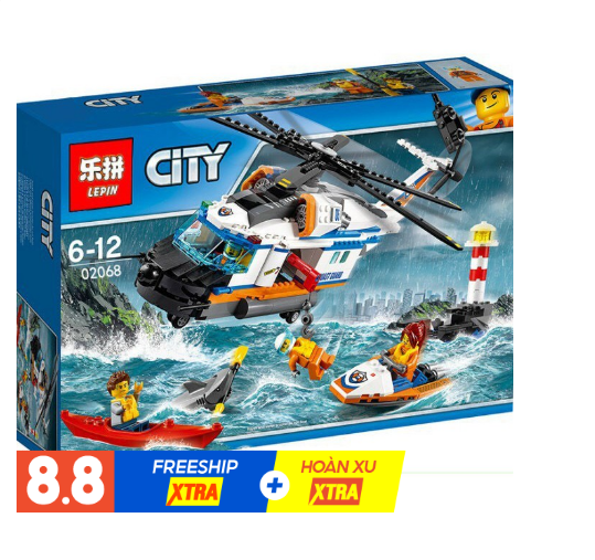 Đồ chơi lắp ráp xếp hình City - máy bay trực thăng cứu hộ - Lp 02068