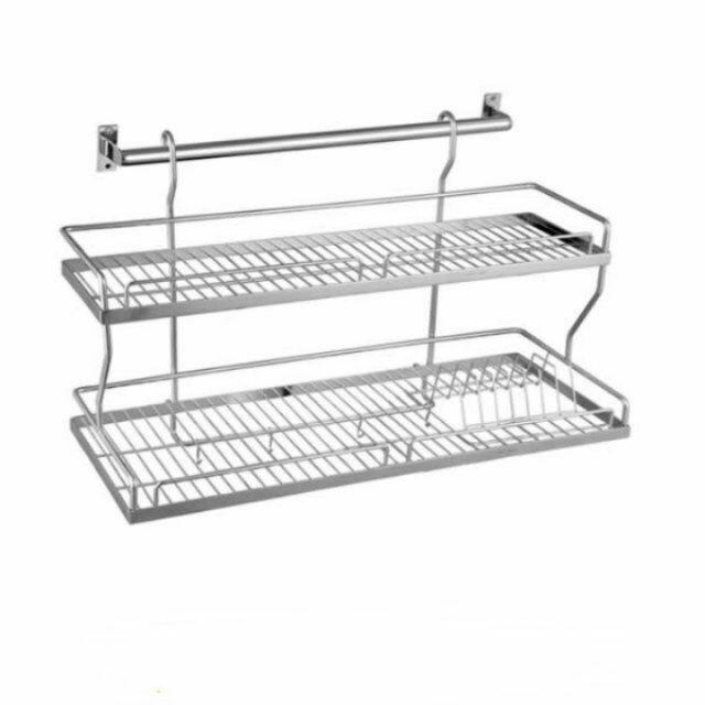 [HCM]KỆ CHÉN TREO 2 TẦNG INOX304 KT 30x60x50
