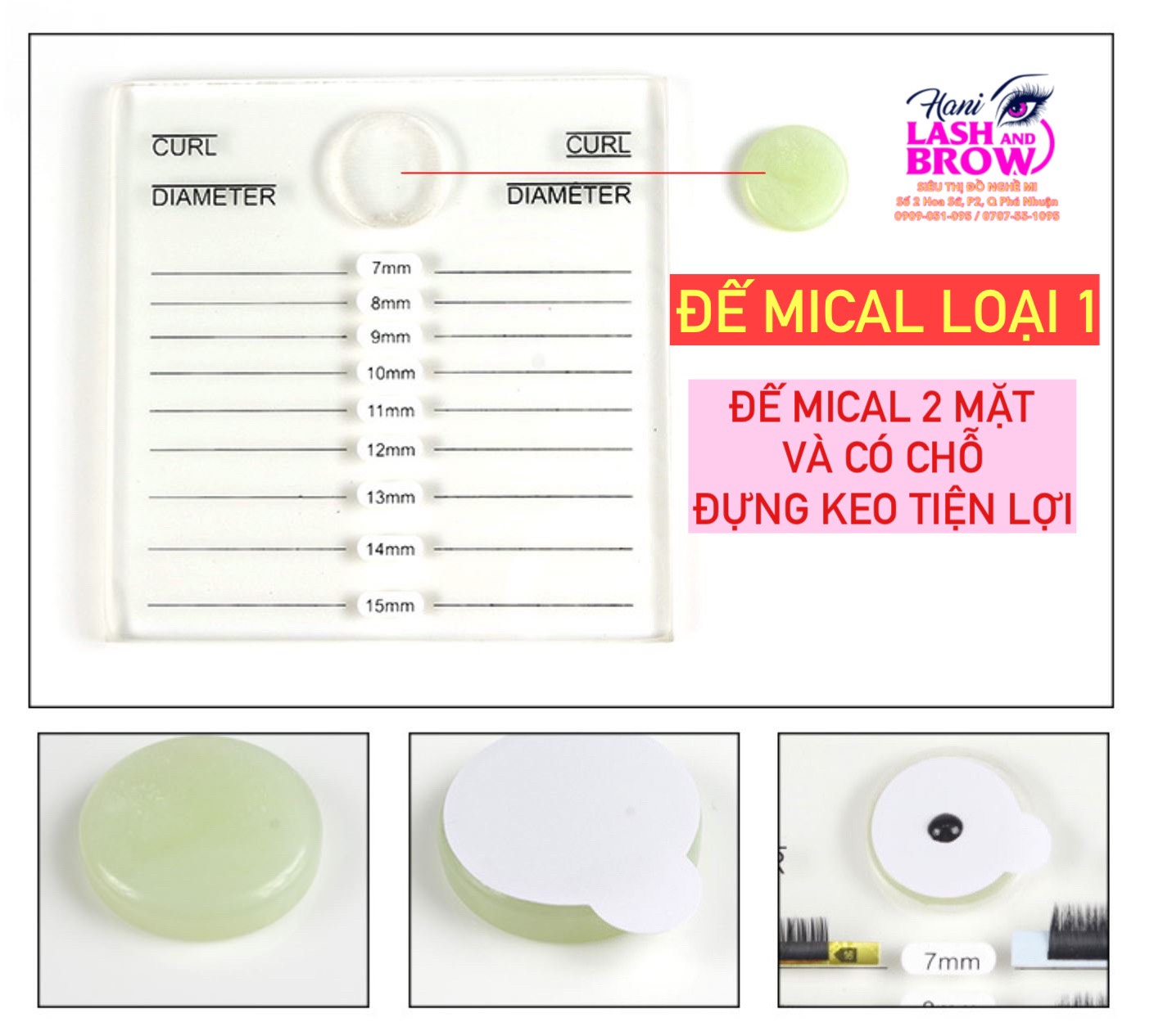 Đế mica dán line mi 2 bên - có đá để keo kèm theo