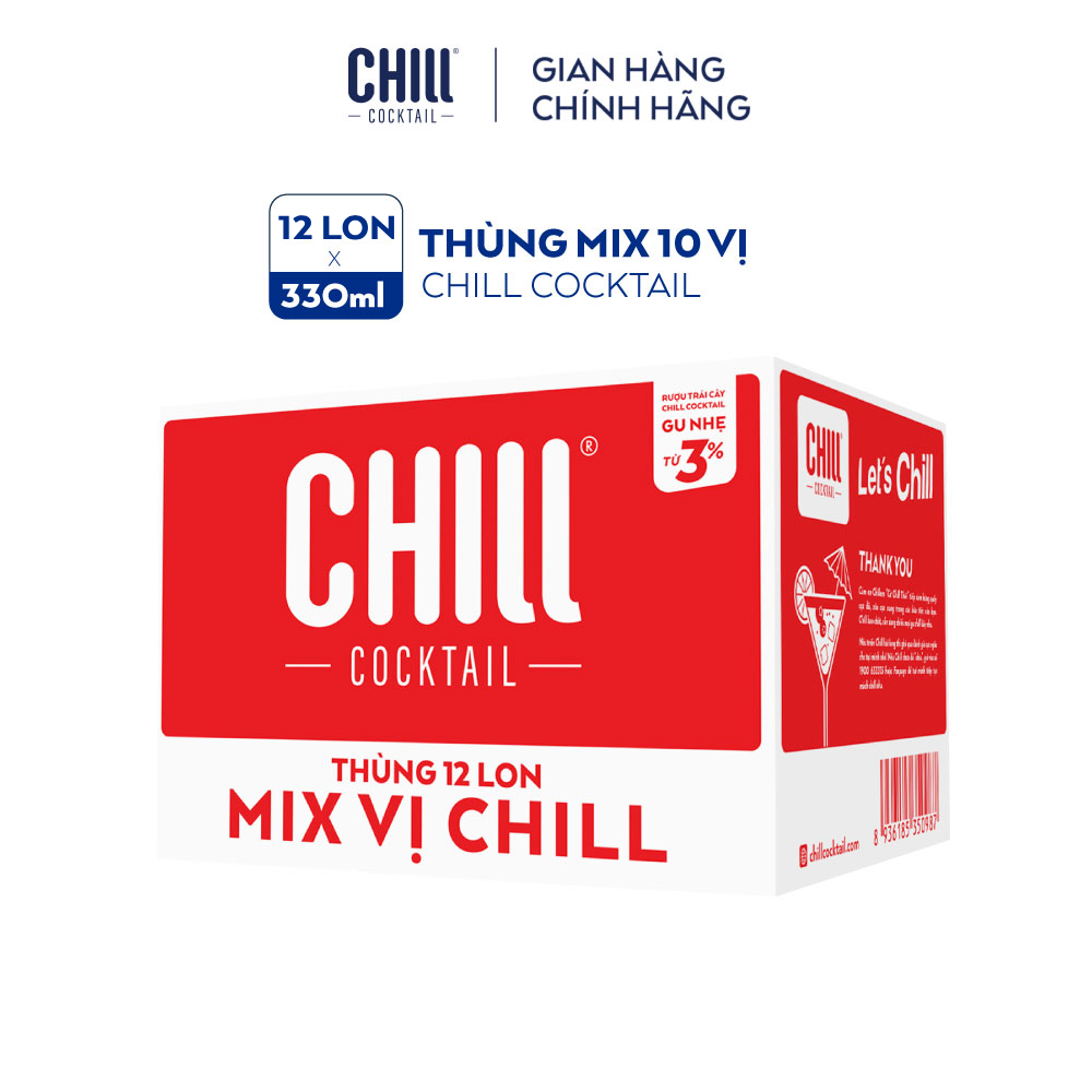 [Gift] Thùng 12 lon Chill Cocktail mix 10 vị (330ml/lon)