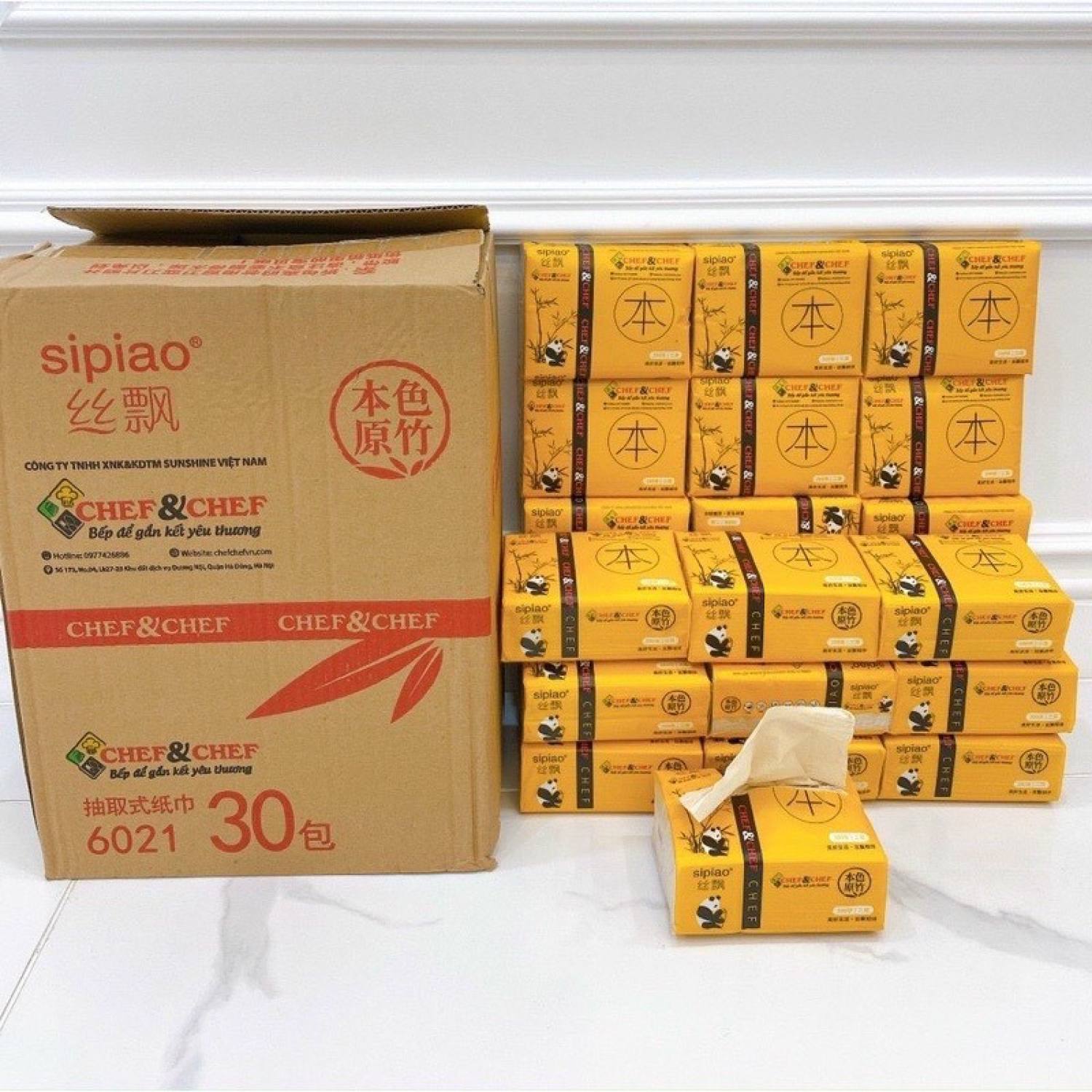 Thùng 30 gói 300 tơ` Giấy Ăn Gấu Trúc SIPIAO Hàng Đẹp