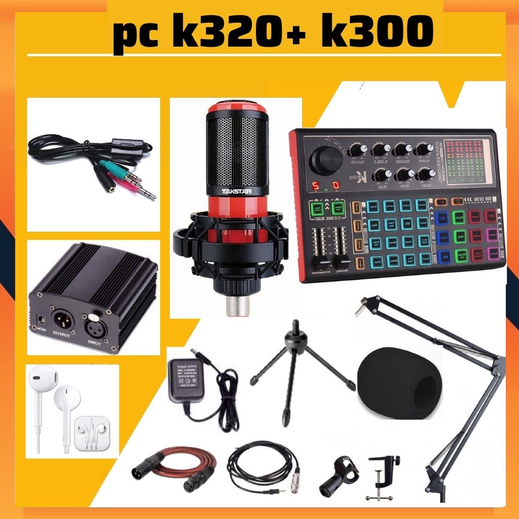 Combo livestream karaoke, thu âm Soundcard k300 Mic TAKSTAR PC K320 Chất Lượng Cao, Âm Thanh Cực Kỳ Sống Động