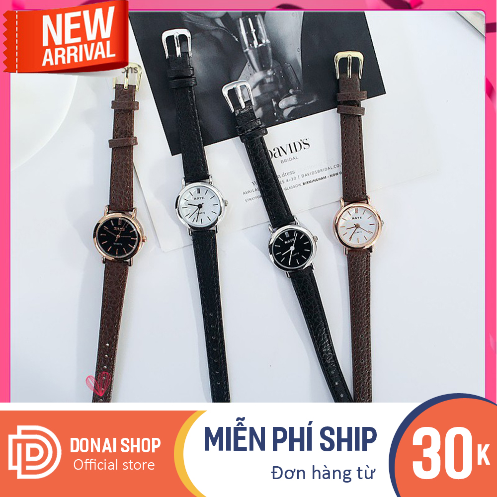 Đồng hồ thời trang nữ Rate r02 mặt nhỏ tròn tuyệt đẹp, dây da mềm, đeo êm tây DONAI.R144
