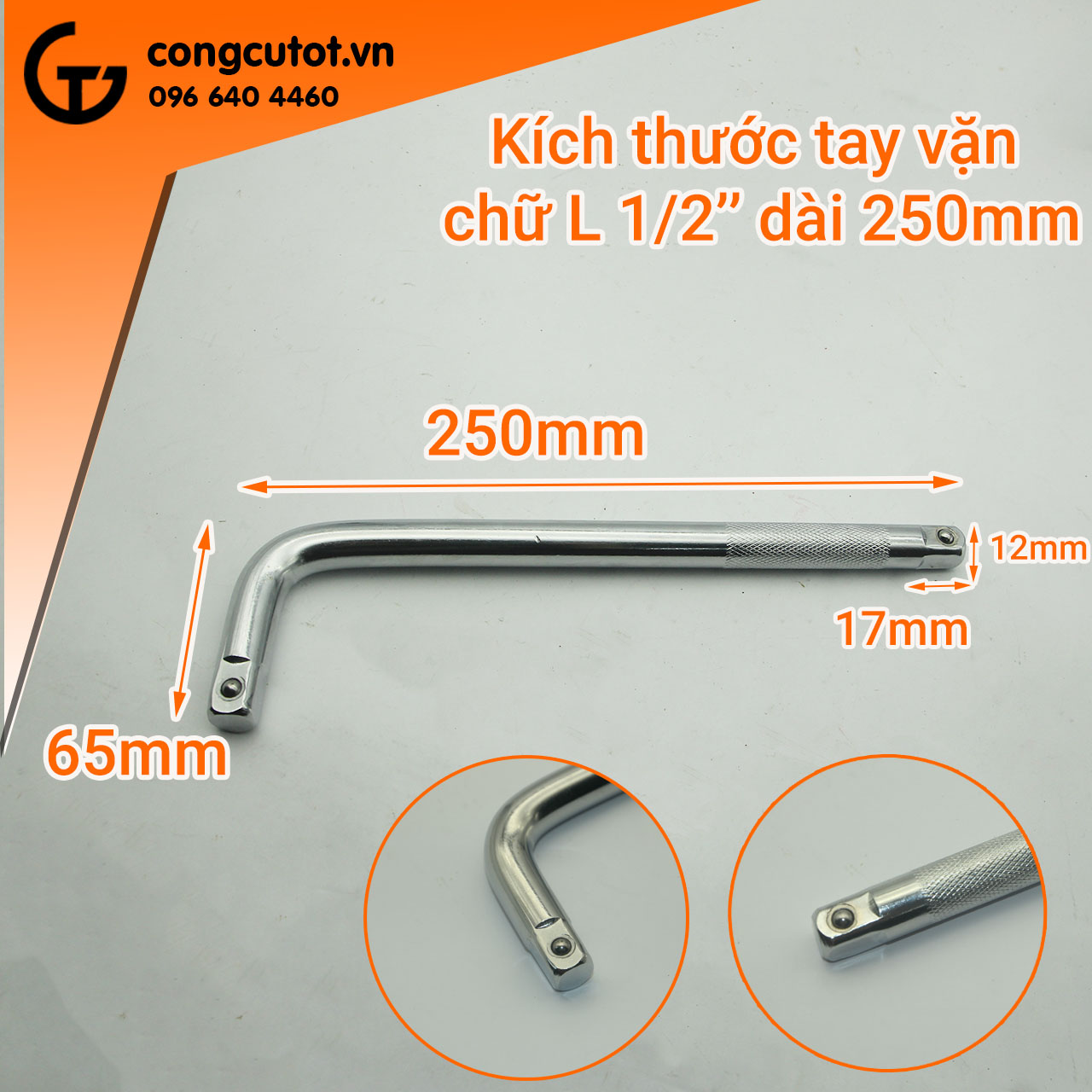 Tay vặn chữ L 1/2inch thép CrV trắng