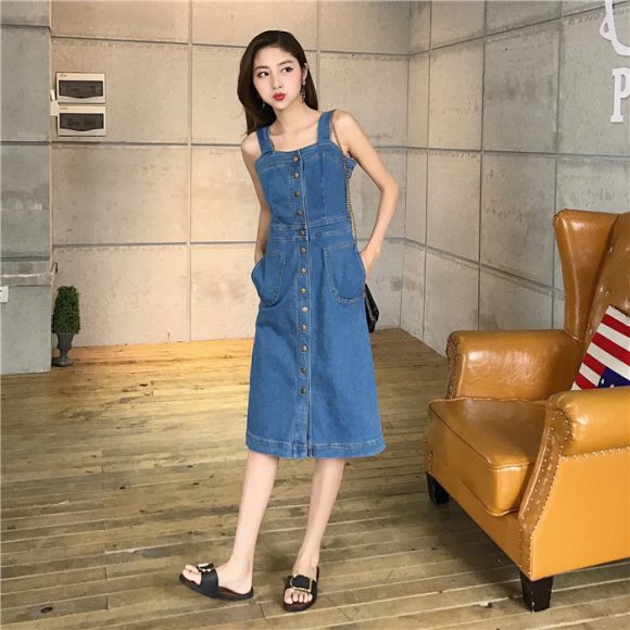 ĐẦM YẾM JEAN FORM DÀI  CÁ TÍNH D7780
