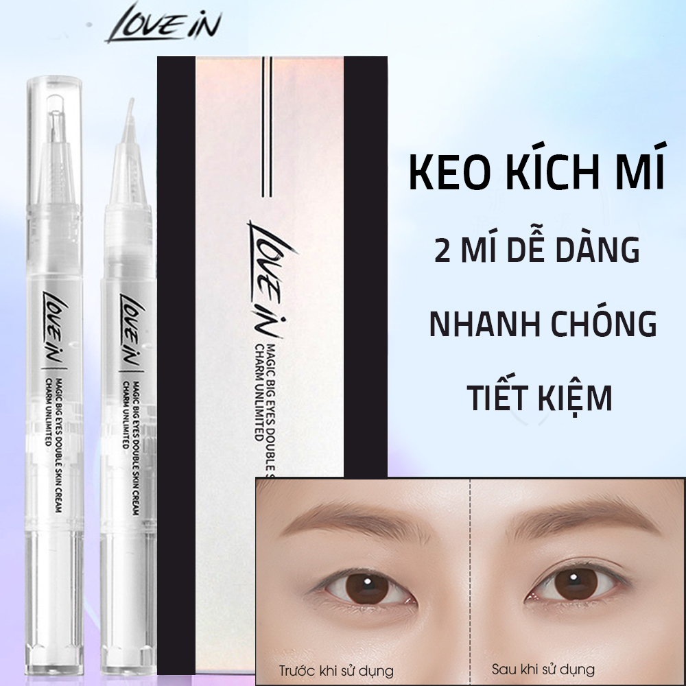 Keo kích mí LOVE IN kích mắt hai mí kích mí trong suốt kích mí tàng hình bút gel kích 2 mí
