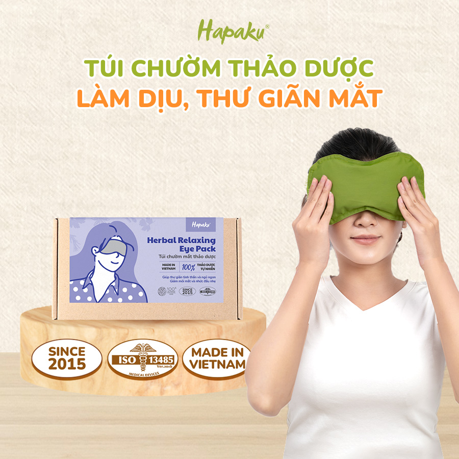 Túi chườm mắt thảo dược thư giãn, ngủ ngon Hapaku - Làm nóng bằng lò vi sóng