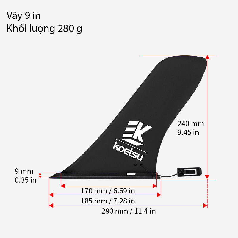 Vây đuôi ván lướt sóng - koetsu, fin gài thuyền sup, vây thuyền bơm hơi