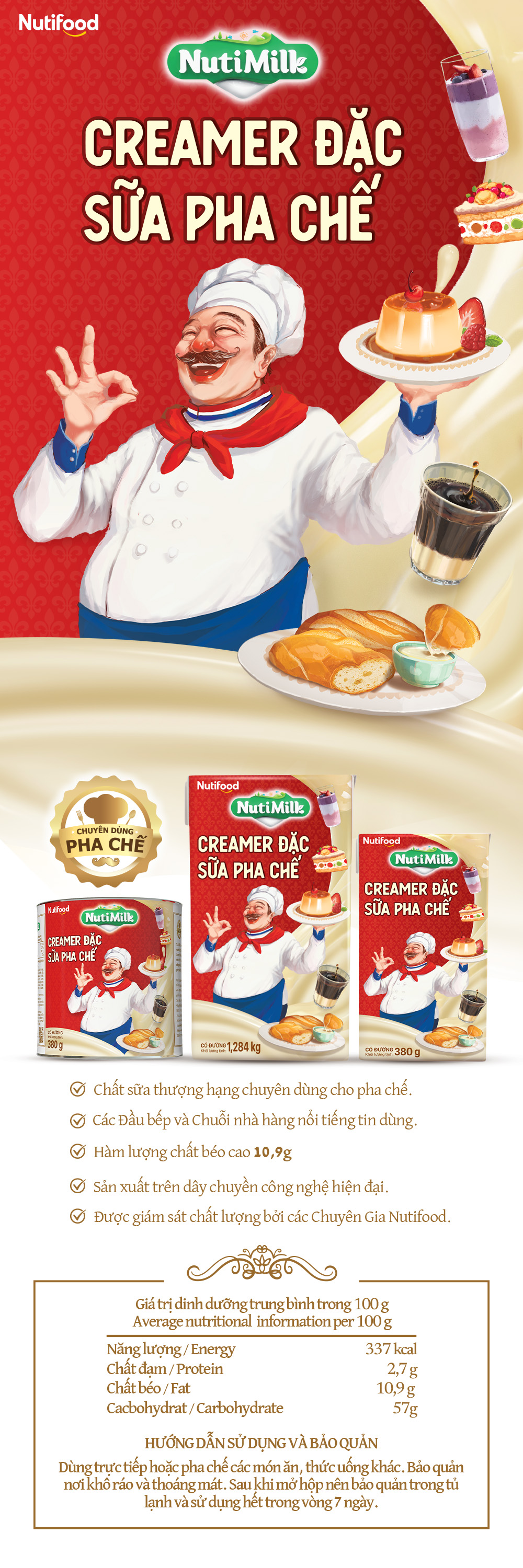 creamer đặc sữa pha chế có đường nuti hộp 1284g sd02 - thương hiệu nutifood 1