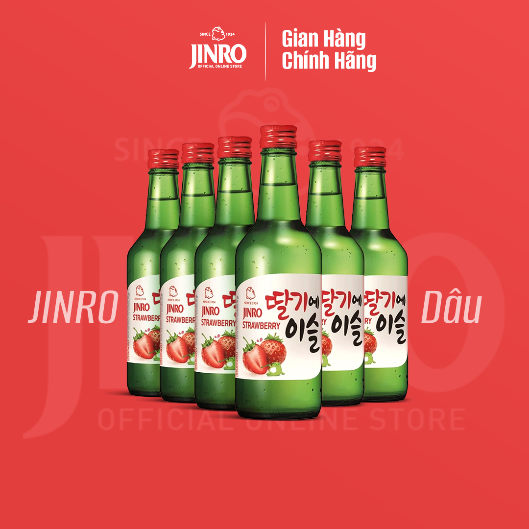 CHÍNH HÃNG Soju Hàn Quốc JINRO VỊ DÂU 360ml - Hộp 6 chai