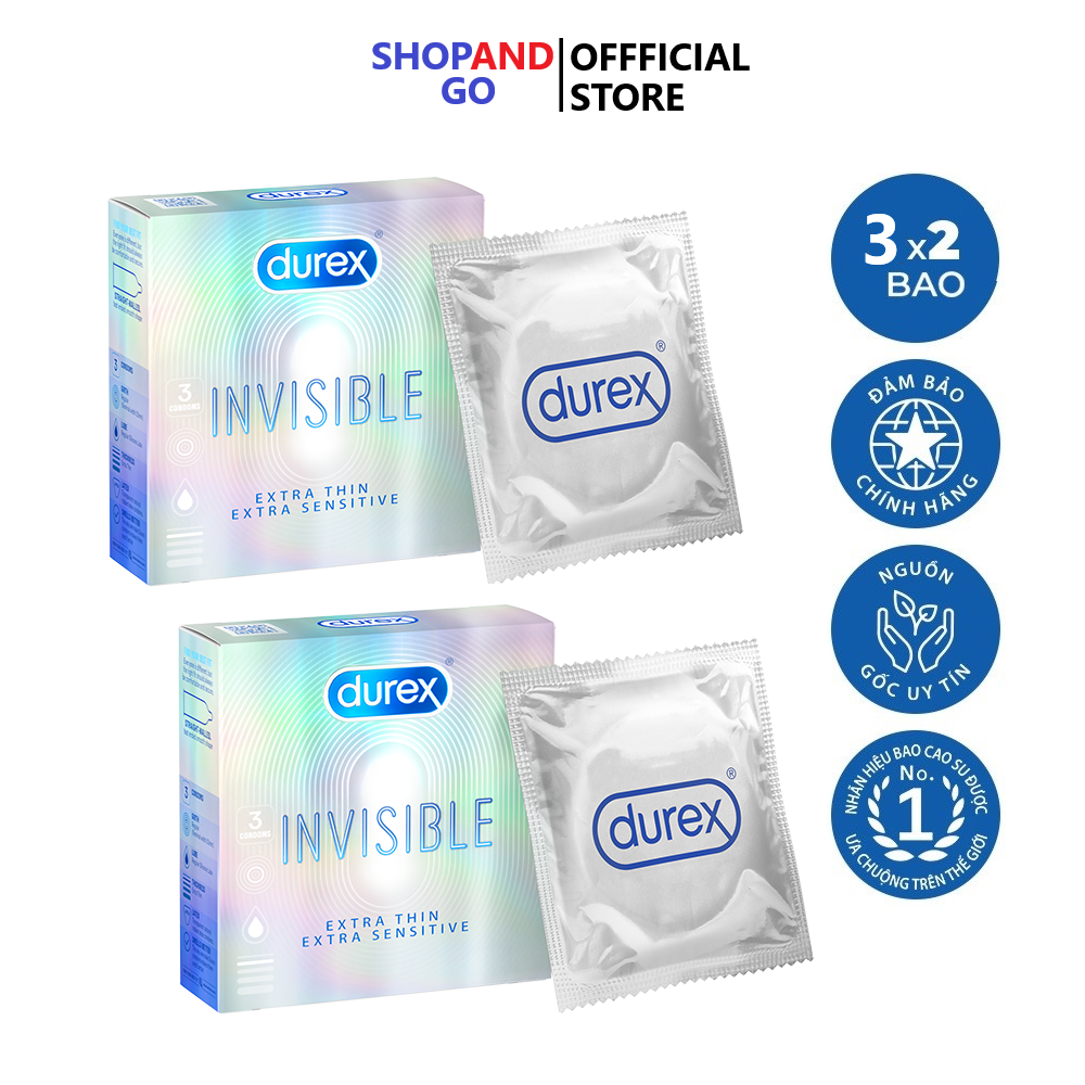 Combo 2 hộp Bao cao su siêu mỏng Durex Invisible Extra Thin (6 chiếc)