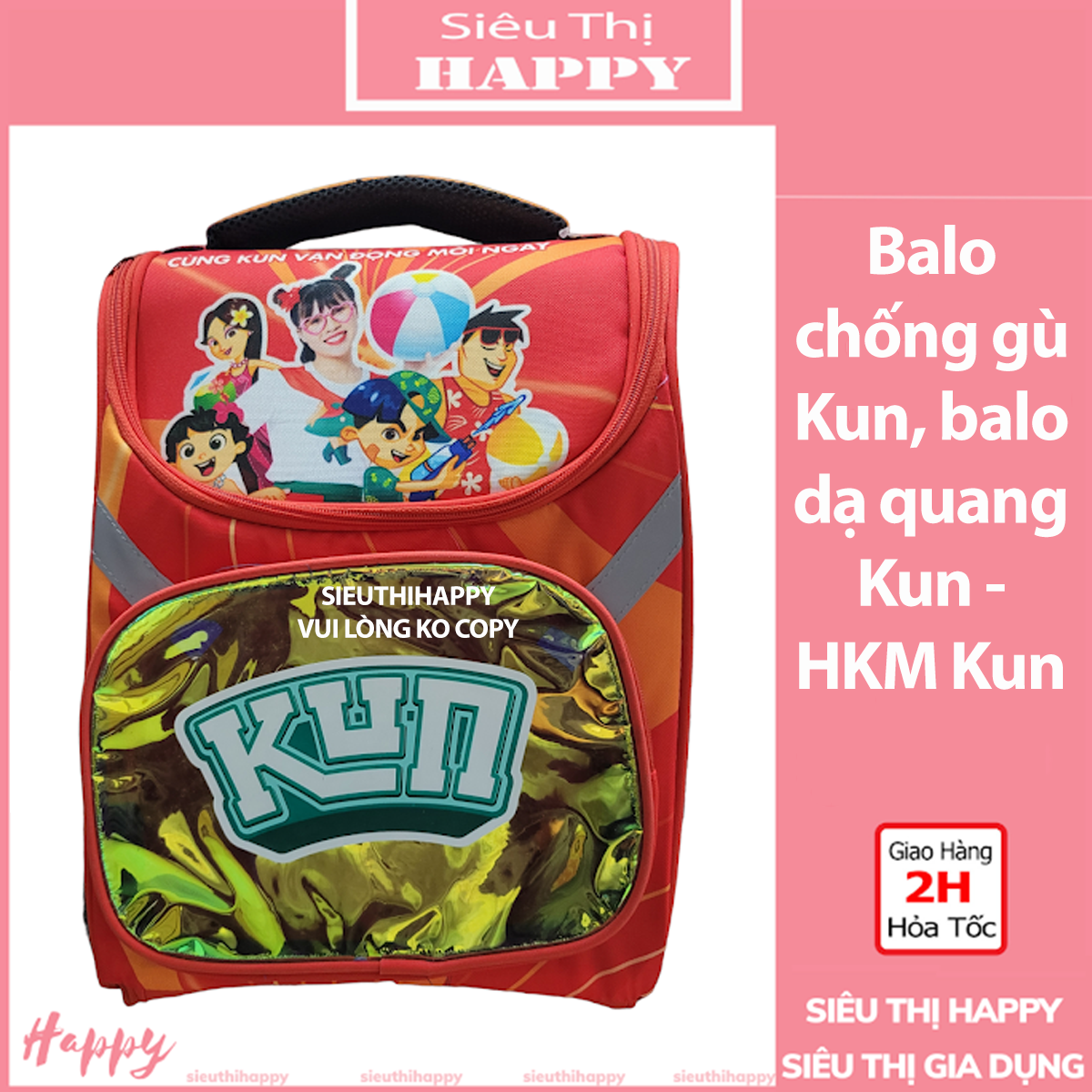 SIÊU THỊ HAPPY Balo chống gù Kun, balo dạ quang Kun - HKM Kun.