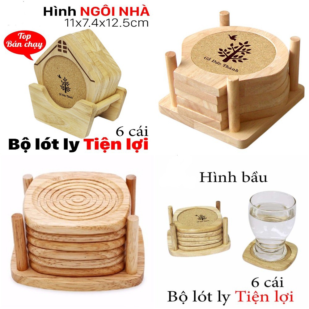 Lót ly gỗ - đế lót cốc gỗ nhiều kiểu dùng làm phụ kiện chụp ảnh decor